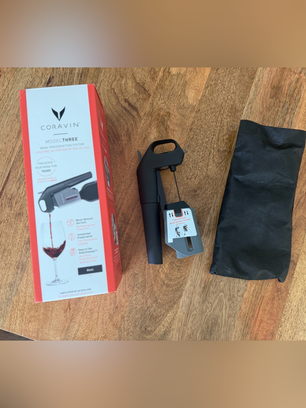 Coravin Model Three Wine Preservation System in black.